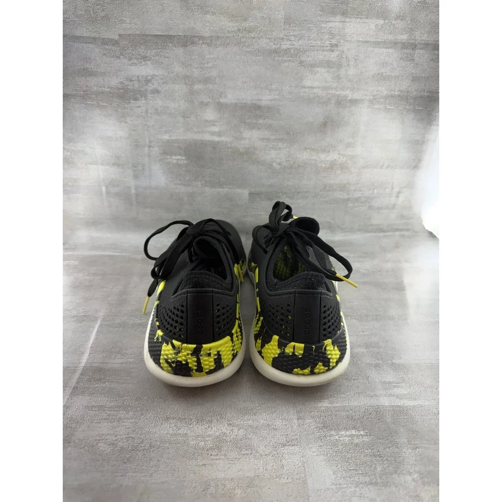 Crocs Literide 360 Pacer Men Sz 10 Black Citrus Yellow Marbled Sneakers 207633